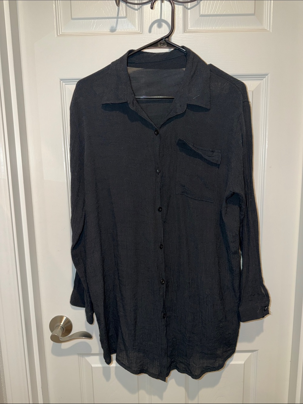Black Long-Sleeve Button-Up Shirt